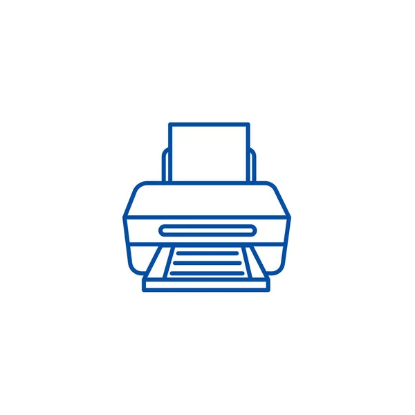 Принтер с концепцией иконки на бумаге. Принтер с плоским векторным символом, знаком, наброском иллюстрации . — стоковый вектор