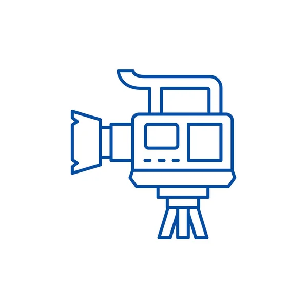 Concept professionnel d'icône de ligne de caméra vidéo. Symbole vectoriel plat de caméra vidéo professionnelle, signe, illustration de contour . — Image vectorielle