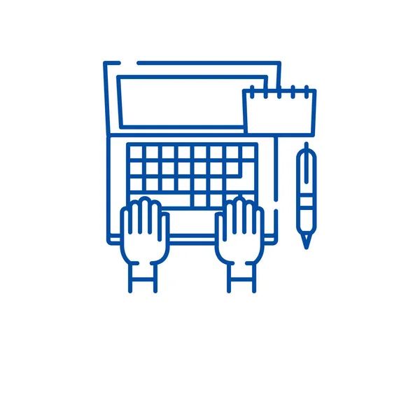 Programozó laptop sor ikon fogalom. Programozó a laptop lapos vektor szimbólum, jel, szerkezeti ábra. — Stock Vector