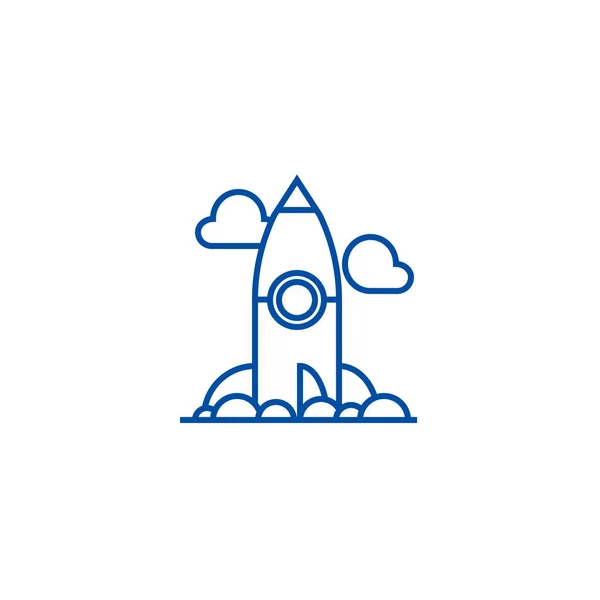 Proyecto cohete lanzamiento línea icono concepto. Proyecto cohete lanzamiento vector plano símbolo, signo, esquema ilustración . — Vector de stock