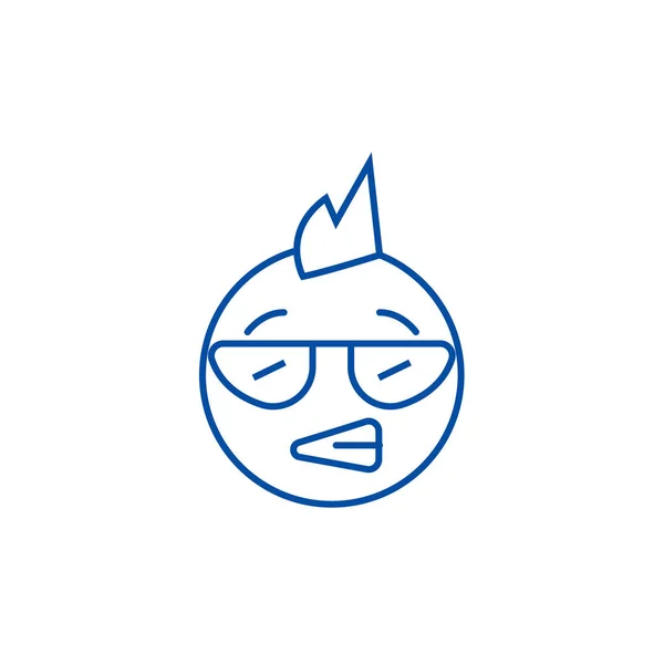 Punk emoji line icon concept. Punk emoji flat  vector symbol, sign, outline illustration.