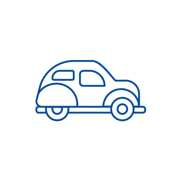 Концепт Retro car line. Ретро автомобиль плоский вектор символ, знак, набросок иллюстрации . — стоковый вектор