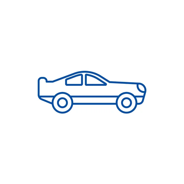 Wyścigowe retro samochód linii ikona koncepcja. Retro racing samochód wektor płaski symbol, znak, ilustracja kontur. — Wektor stockowy