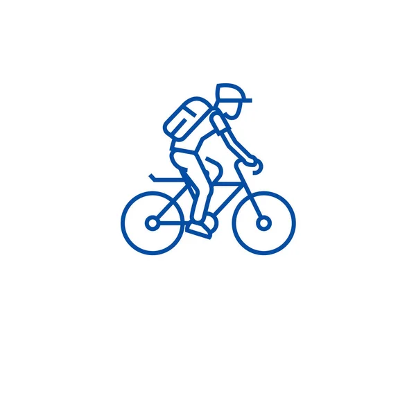 Cabalgando concepto de línea de bicicleta icono. Bicicleta a caballo símbolo vector plano, signo, esquema ilustración . — Vector de stock