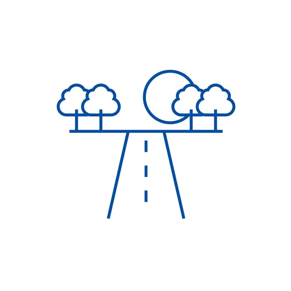 Road in horizont lijn pictogram concept. Road in horizont platte vector symbool, teken, overzicht illustratie. — Stockvector