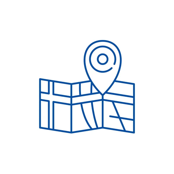 Route on the map line icon concept. Route on the map flat  vector symbol, sign, outline illustration.