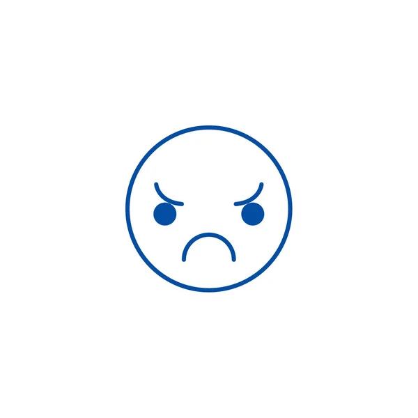 Triste concepto de icono de línea emoji. Emoji triste símbolo de vector plano, signo, esbozo ilustración . — Archivo Imágenes Vectoriales