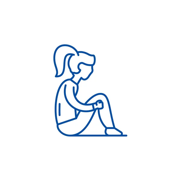 Concepto de icono de línea de tristeza. Tristeza vector plano símbolo, signo, esquema ilustración . — Vector de stock