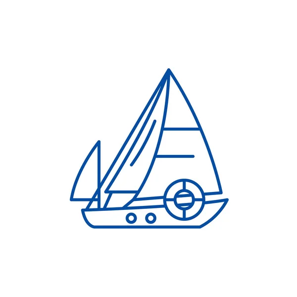Segelboot Linie Icon-Konzept. Segelboot flache Vektorsymbol, Zeichen, Umriss Illustration. — Stockvektor