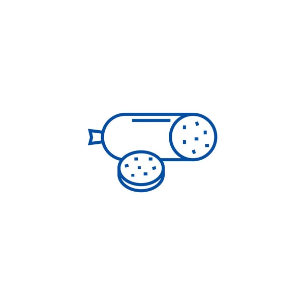 Conceito de ícone de linha de salame. Salame símbolo vetorial plana, sinal, ilustração esboço . — Vetor de Stock