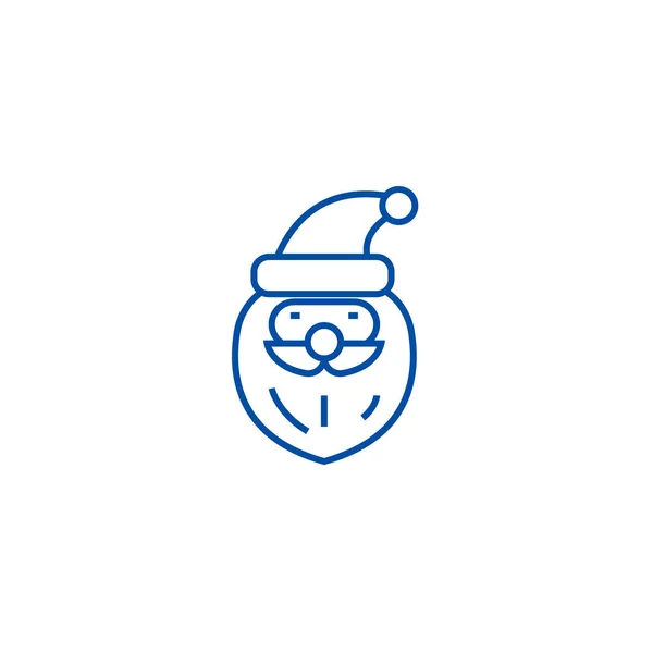 Santa Claus concepto de icono de la línea principal. Santa claus cabeza plana vector símbolo, signo, esquema ilustración . — Vector de stock