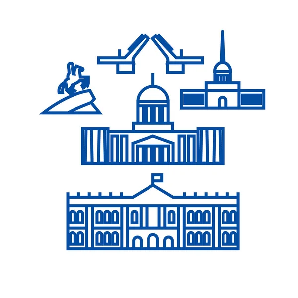 Sant petersburg, concept d'icône de ligne russe. Sant petersburg, symbole vectoriel plat de Russie, signe, illustration de contour . — Image vectorielle