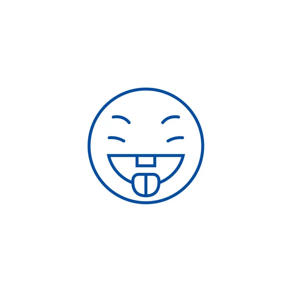 Savoring food emoji line icon concept. Savoring food emoji flat  vector symbol, sign, outline illustration. — Stock Vector