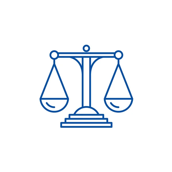 Concetto di icona della linea di giustizia. Scale di giustizia piatto simbolo vettoriale, segno, illustrazione contorno . — Vettoriale Stock