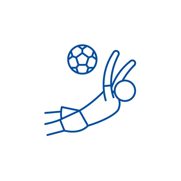 Marque um gol no conceito de ícone de linha de futebol. Marcar um gol no futebol símbolo vetorial plana, sinal, ilustração esboço . — Vetor de Stock