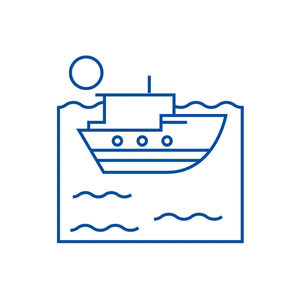 Концепция иконки морского корабля. Символ плоского вектора, знак, набросок иллюстрации . — стоковый вектор