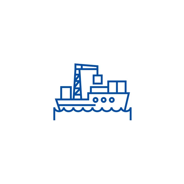 De logistiek van de zee, schip lijn pictogram concept. Zee logistiek schip platte vector symbool, teken, overzicht illustratie. — Stockvector