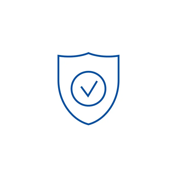 Concepto de icono de línea de escudo seguro. Escudo seguro símbolo de vector plano, signo, esbozo ilustración . — Vector de stock