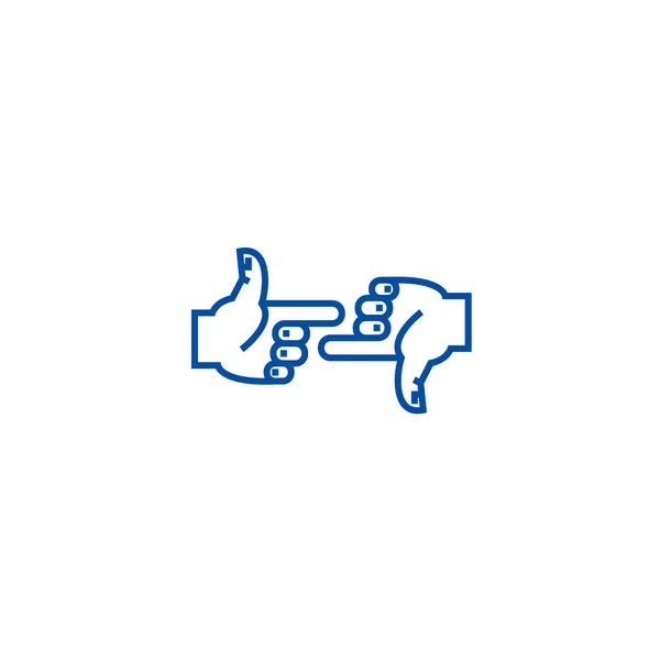 Zelf schuld, hands pointer lijn icon concept. Zelf schuld, handen wijzer platte vector symbool, teken, outline illustratie. — Stockvector