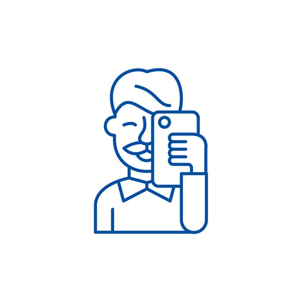 Selfies satırı simgesi kavramı. Selfies düz vektör simgesi, işaret, anahat illüstrasyon. — Stok Vektör
