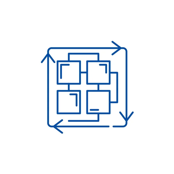 Posloupnost procesů řádku ikonu konceptu. Posloupnost procesů plochý vektor symbol, znamení, obrys obrázku. — Stockový vektor