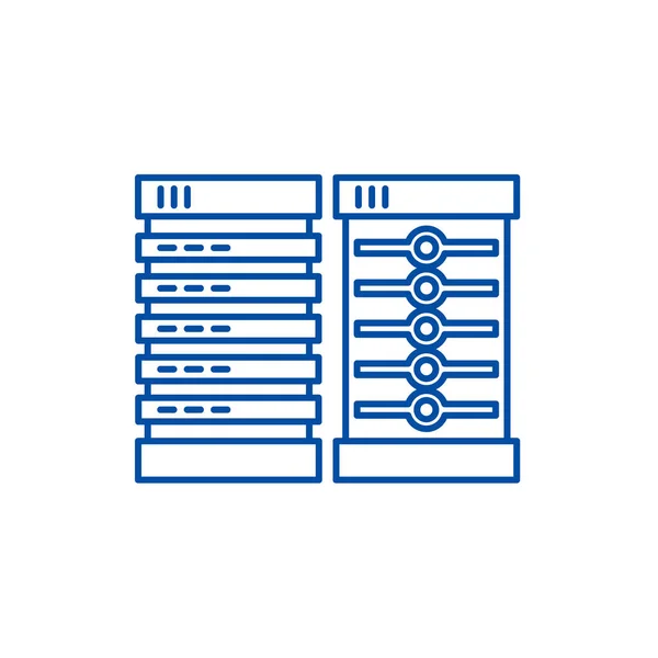Concepto de icono de línea de servidores. Servidores vector plano símbolo, signo, esquema ilustración . — Vector de stock
