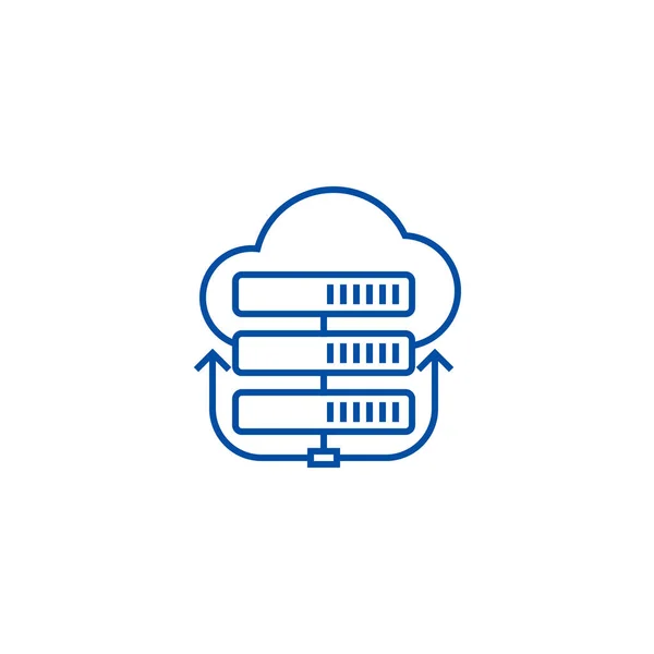 Servers network,cloud line icon concept. Servers network,cloud flat  vector symbol, sign, outline illustration. — Stock Vector