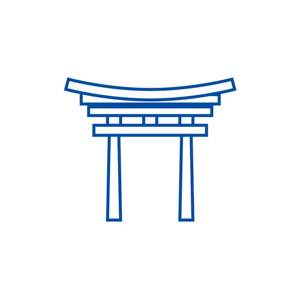 Shinto Line Icon Konzept. shinto flaches Vektorsymbol, Zeichen, Umrissillustration. — Stockvektor