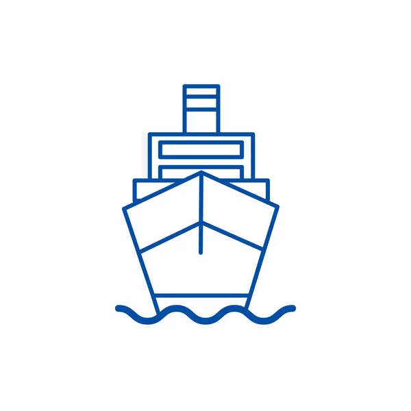 Fret de navire, concept d'icône de ligne logistique. Cargaison de navire, symbole vectoriel plat logistique, signe, illustration de contour . — Image vectorielle
