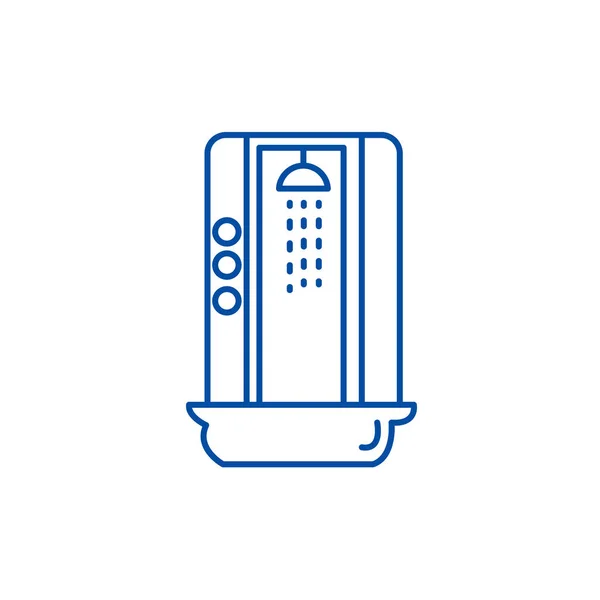 Cabina de ducha icono concepto de línea. Cabina de ducha vector plano símbolo, signo, esquema ilustración . — Archivo Imágenes Vectoriales