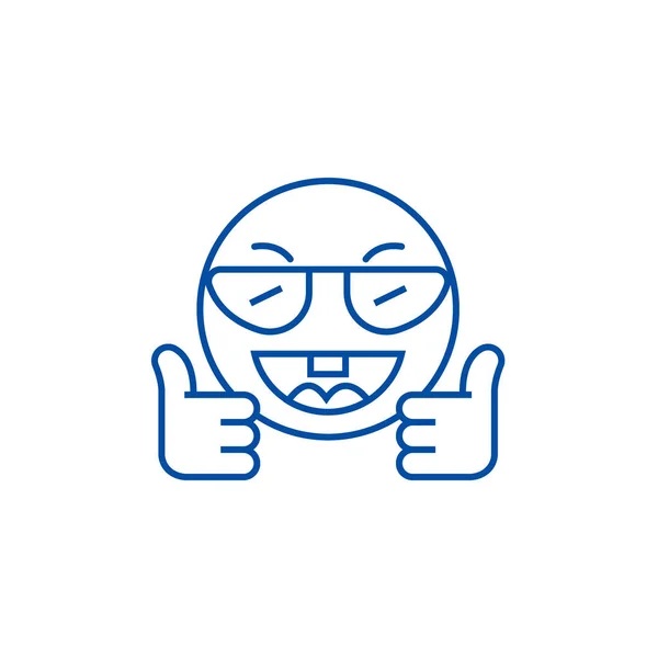 Mostrando ok concepto de icono de línea emoji. Mostrando ok emoji vector plano símbolo, signo, esquema ilustración . — Archivo Imágenes Vectoriales