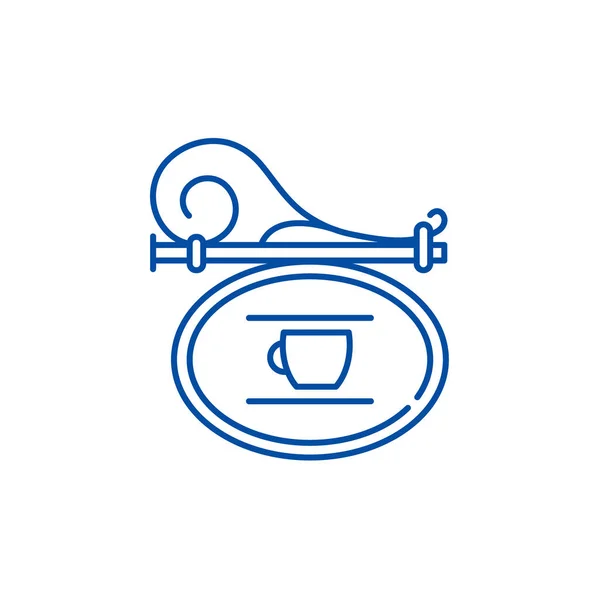 Signboard cafe line icon concept. Signboard cafe flat  vector symbol, sign, outline illustration. — Stock Vector