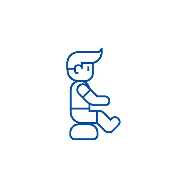 Concepto de icono de línea de niño sentado. Sentado niño vector plano símbolo, signo, esquema ilustración . — Vector de stock