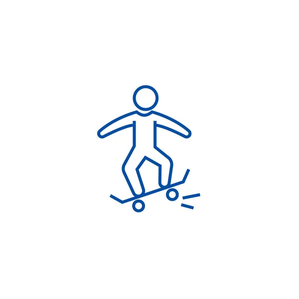 Skaten, skate line icon concept. Skating, Skate flache Vektorsymbol, Zeichen, Umriss Illustration. — Stockvektor