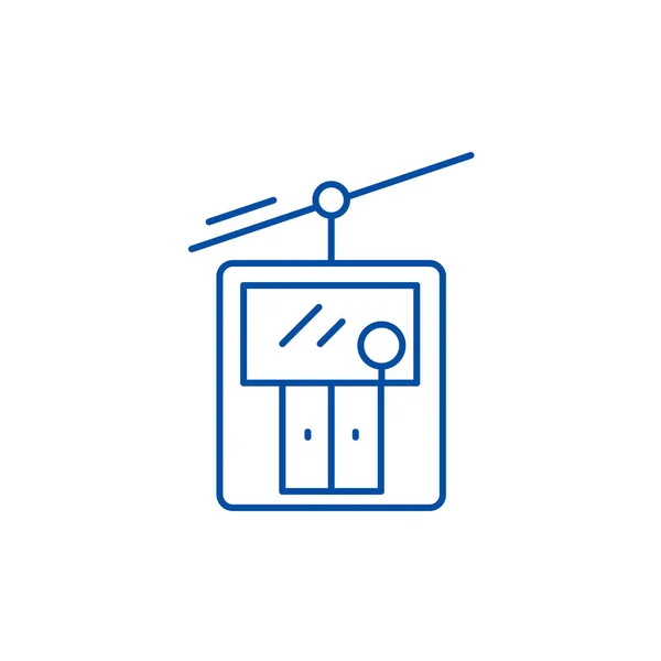 Concepto de icono de línea de telesilla. Ascensor de esquí vector plano símbolo, signo, esquema ilustración . — Vector de stock