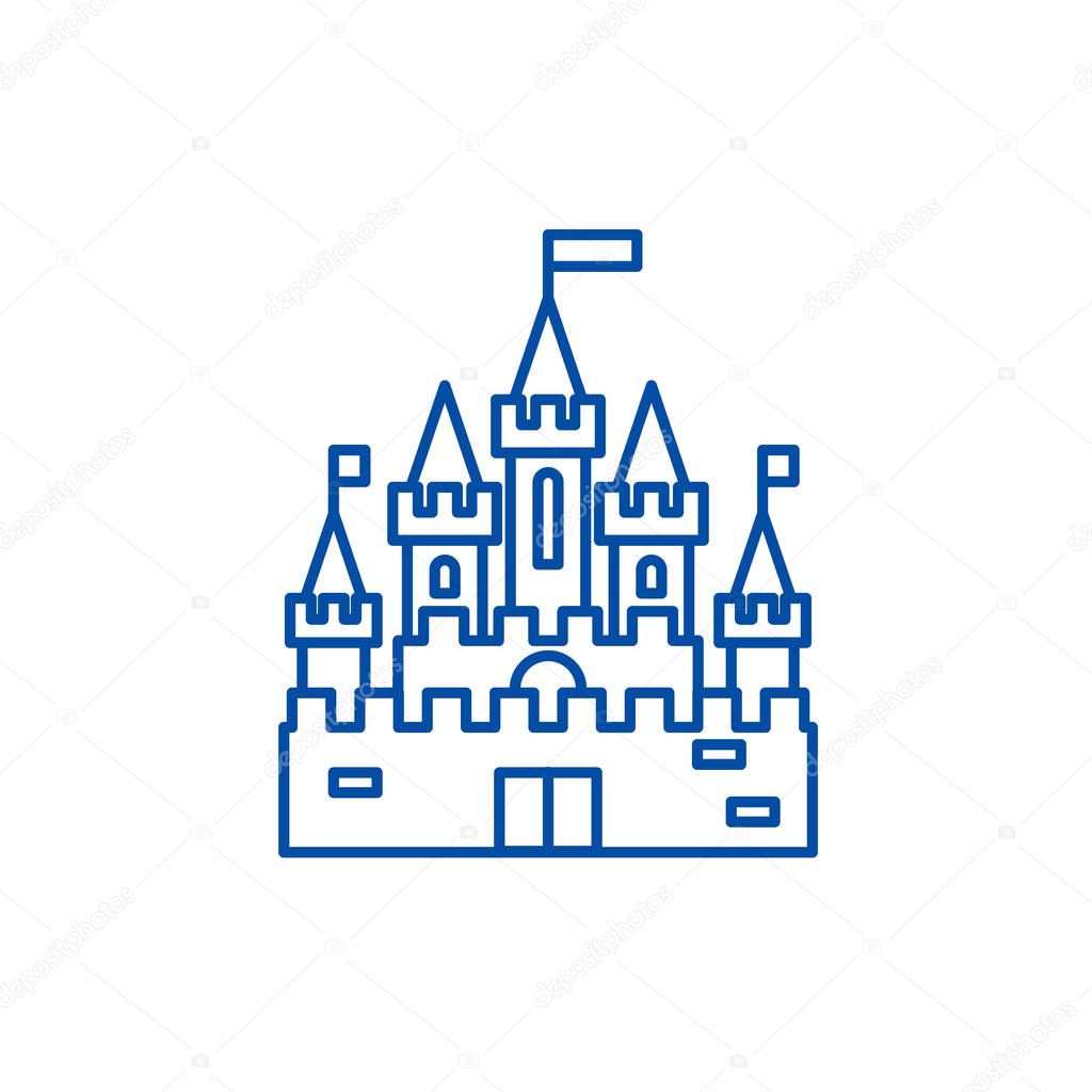 Princess castle line icon concept. Princess castle flat  vector symbol, sign, outline illustration.