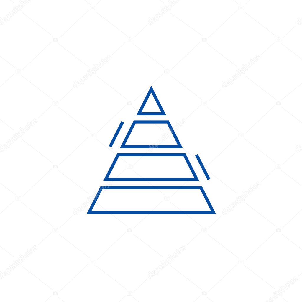 Pyramid chart line icon concept. Pyramid chart flat  vector symbol, sign, outline illustration.