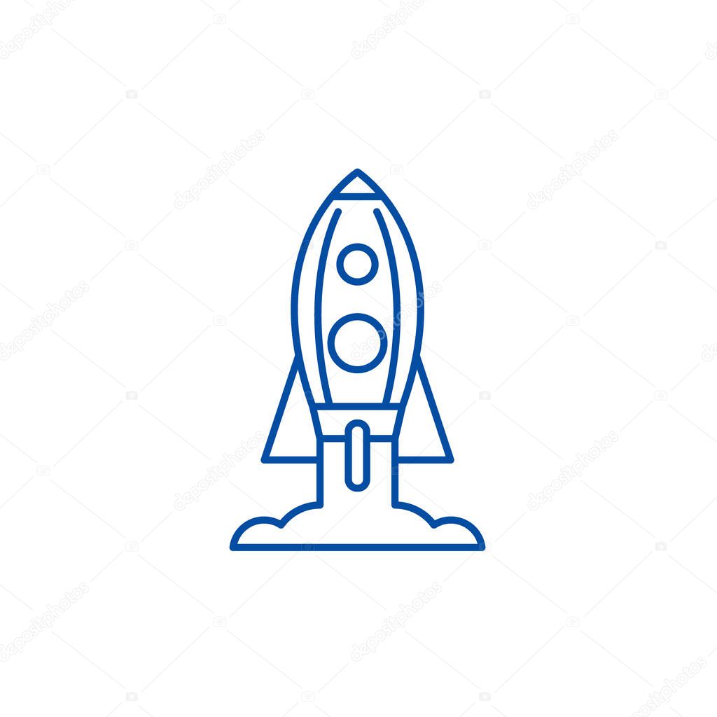 Rocket launch line icon concept. Rocket launch flat  vector symbol, sign, outline illustration.