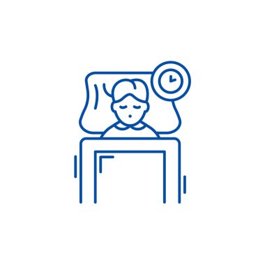 Satırı simgesi kavramı uyku. Uyku düz vektör simgesi, işaret, anahat illüstrasyon.