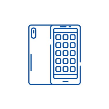 Smartphone uygulamaları satırı simgesi kavramı. Smartphone uygulamaları düz vektör simgesi, işaret, anahat illüstrasyon.