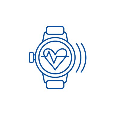 Akıllı Saat darbe satırı simgesi konsepti ile. Darbe düz vektör simgesi, işaret, anahat illüstrasyon ile akıllı izle.