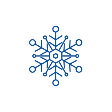 Kar tanesi satırı simgesi kavramı. Kar tanesi düz vektör simgesi, işaret, anahat illüstrasyon.