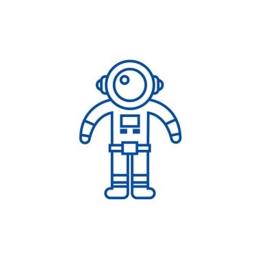 Spaceman satırı simgesi kavramı. Spaceman düz vektör simgesi, işaret, anahat illüstrasyon.