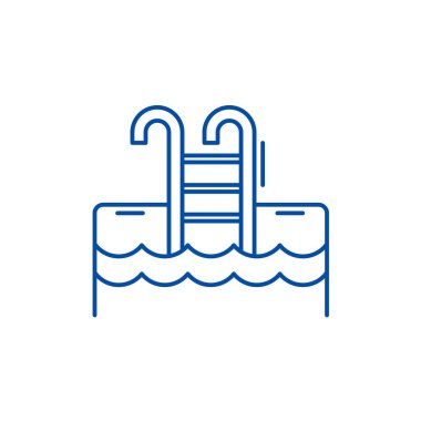 Spor havuzu satırı simgesi kavramı. Spor havuzu düz vektör simgesi, işaret, anahat illüstrasyon.