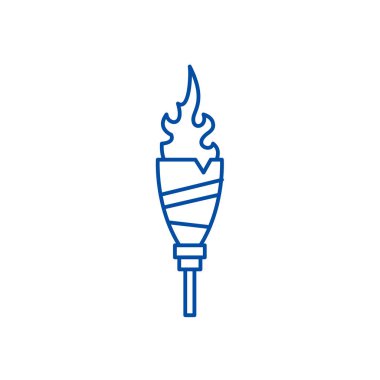 Spor meşale satırı simgesi kavramı. Spor meşale düz vektör simgesi, işaret, anahat illüstrasyon.