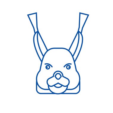 Sincap zeka çizgisi simgesi kavramı. Sincap kafa düz vektör simgesi, işaret, anahat illüstrasyon.