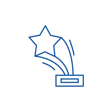 Yıldız Ödülü satırı simgesi kavramı. Yıldız Ödülü düz vektör simgesi, işaret, anahat illüstrasyon.