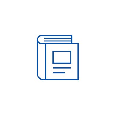 Satırı simgesi kavramı kitap duruyor. Ayakta kitap düz vektör simgesi, işaret, anahat illüstrasyon.