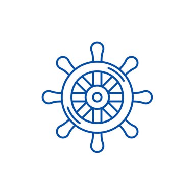 Direksiyon simidi satırı simgesi kavramı. Direksiyonu düz vektör simgesi, işareti, anahat illüstrasyon.