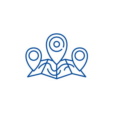 Mağaza adres satırı simgesi konsepti. Mağaza adres düz vektör simgesi, işaret, anahat illüstrasyon.